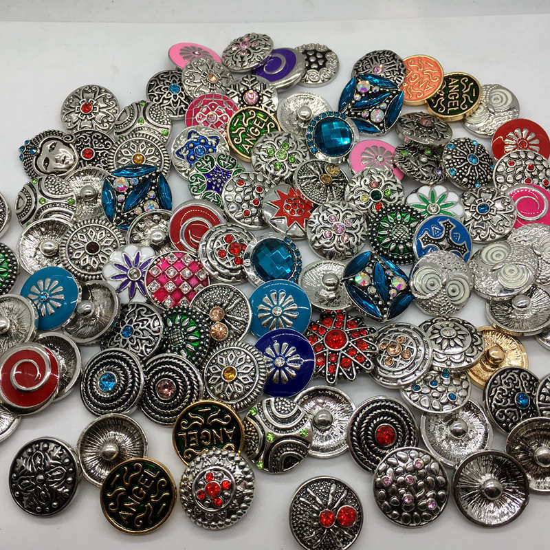 New 100pcs Lot assorted snaps buttons jewelry interchangeable 18mm chunk fashion diy charm work for ginger snaps Bracelet Earring