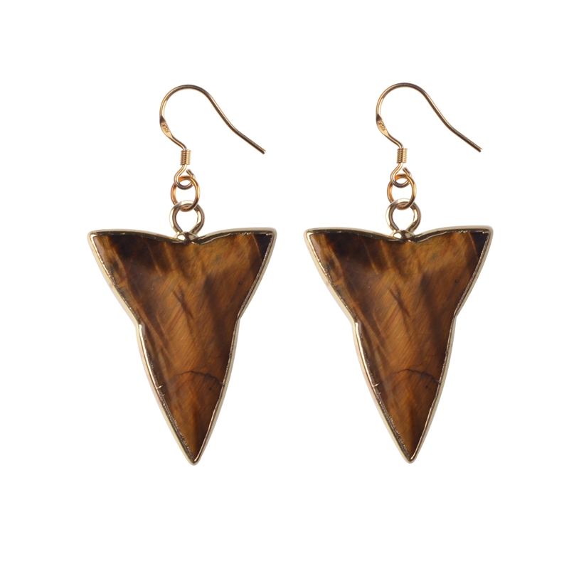 Natural stone geometry shape earrings gold plated arrow design earrings for women jewelry