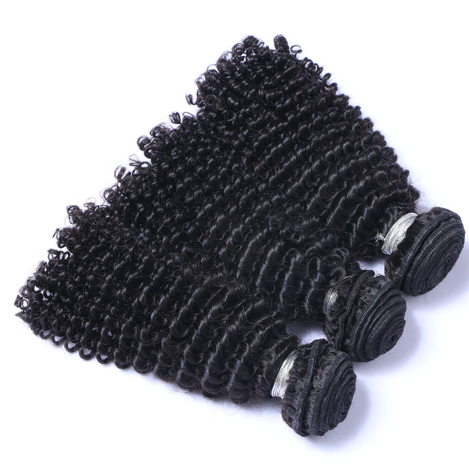 Unprocessed Brazilian Peruvian Indian Malaysiay Human Remy Virgin Hair Kinky Curly Weft Hair Weave Hair Extensions Natural Color 3pcs