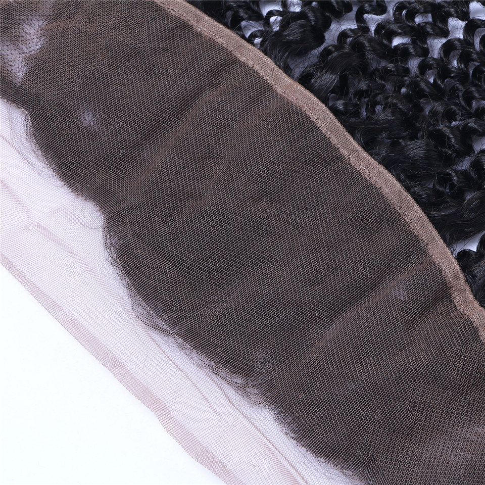 Free shipping Brazilian Kinky Curly 13x4 To Ear Pre Plucked Lace Frontal Closure With Baby Remy Human Hair Free Part