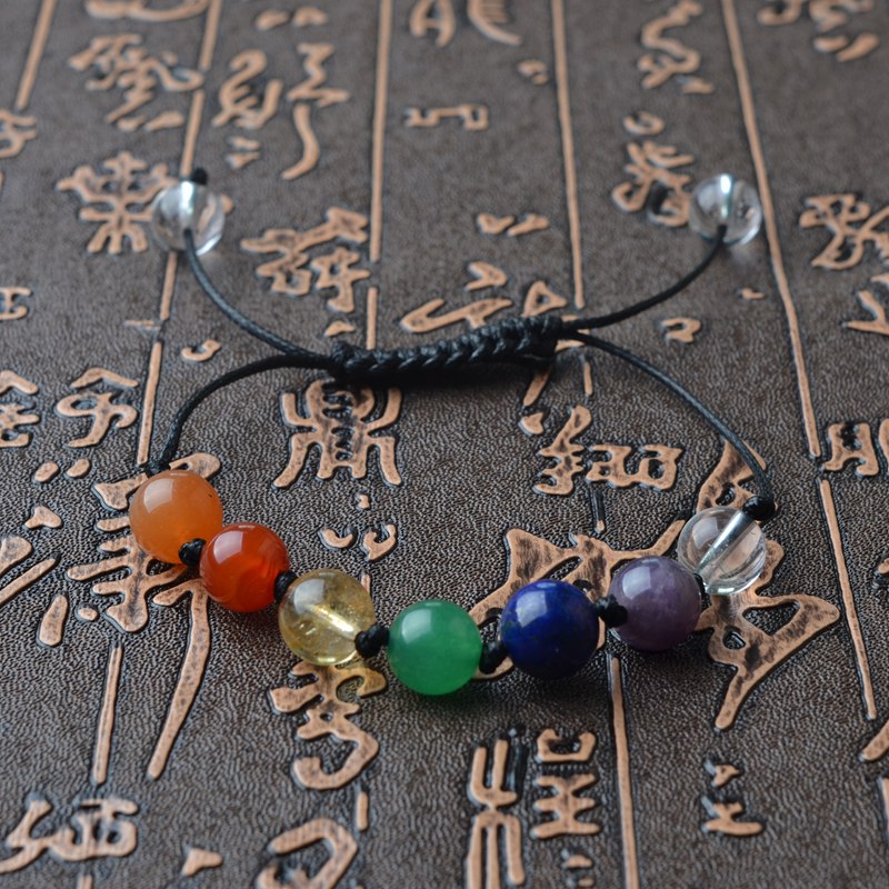 12pc/set 8mm 7Chakra Colorful Natural Stone Beads Crystal Bracelet For Women Braided Rope Bracelets Reiki Spiritual Yoga Jewelry