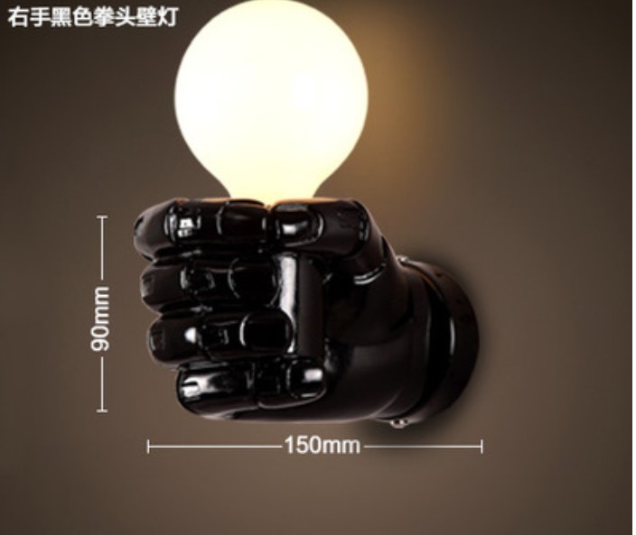 Vintage personality bedside stair balcony wall light hand art lamp Fist wall lamp AC110V-250V