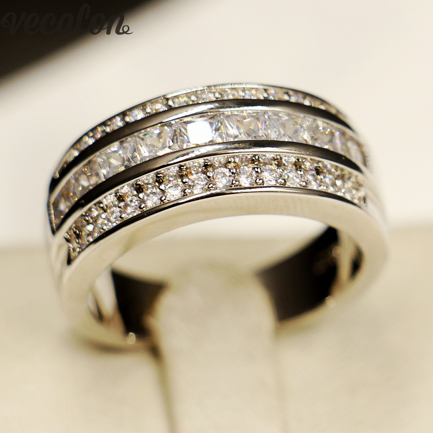 Vecalon Princess cut 5A Zircon Cz Wedding Band Ring for Men 10KT White Gold Filled Male Engagement Band ring Sz 7-12
Vecalon Princess cut 5A Zircon Cz Wedding Band Ring for Men 10KT White Gold Filled Male Engagement Band ring Sz 7-12