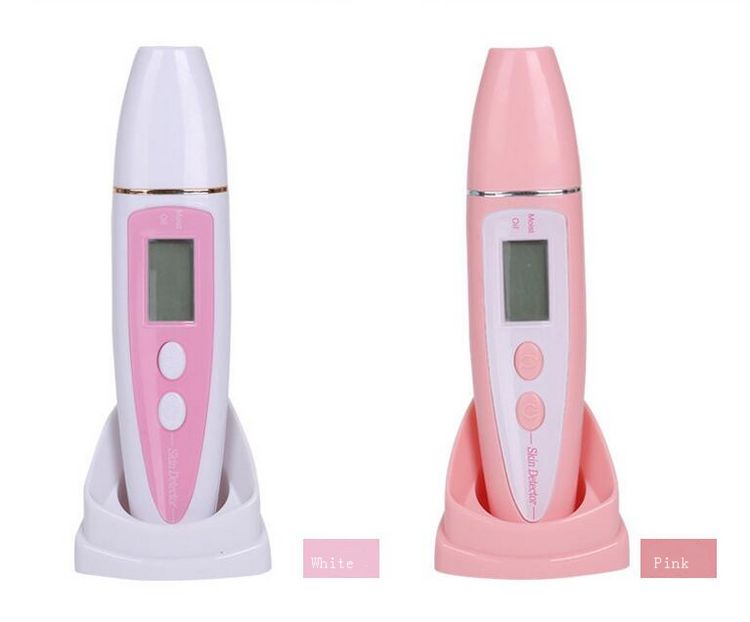 New Arrival Patent Design LCD Display Facial Beauty Equipment Skin Oil Moisture Analyzer Testing Skin Tester Pink White 0609011