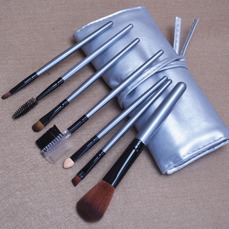 Professional 7 pcs paintbrushes of Makeup Brushes Set tools Make-up Toiletry Kit Wool Brand Make Up Brush Set Case ZA2017