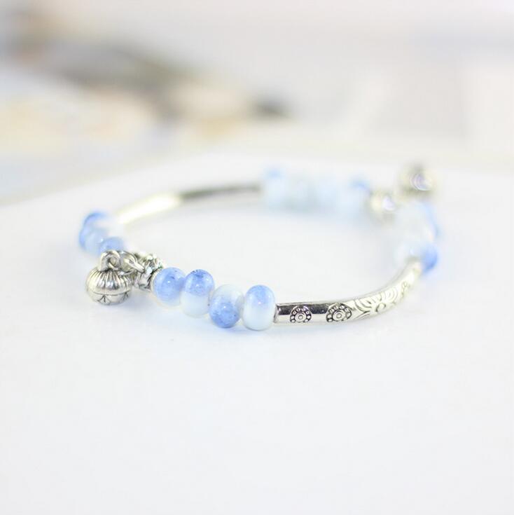 Good A++ Small fresh Tibetan silver bracelet lotus jewelry to send girlfriend honey wild FB109 mix order 20 pieces a lot Charm Bracelets