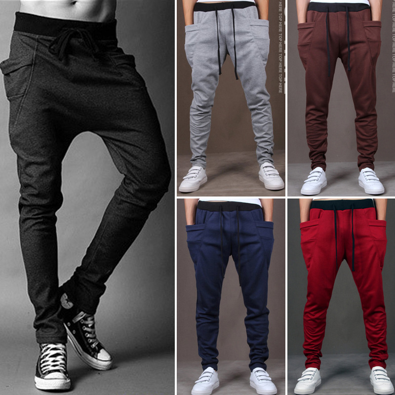 Wholesale- Male Sports Pants Men Casual Trousers Hip Hop Harem Pants Loose Trousers Boy Joggers Sweatpants Plus Size