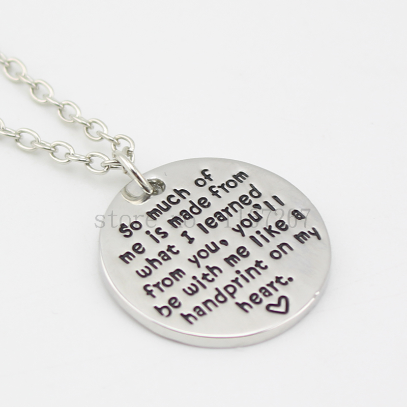 Wholesale-2015 new arrive Teacher's Necklace - Teacher Appreciation Gifts" So much of me is made from..."Silver heart Pendant Necklace
Wholesale-2015 new arrive Teacher's Necklace - Teacher Appreciation Gifts" So much of me is made from..."Silver heart Pendant Necklace