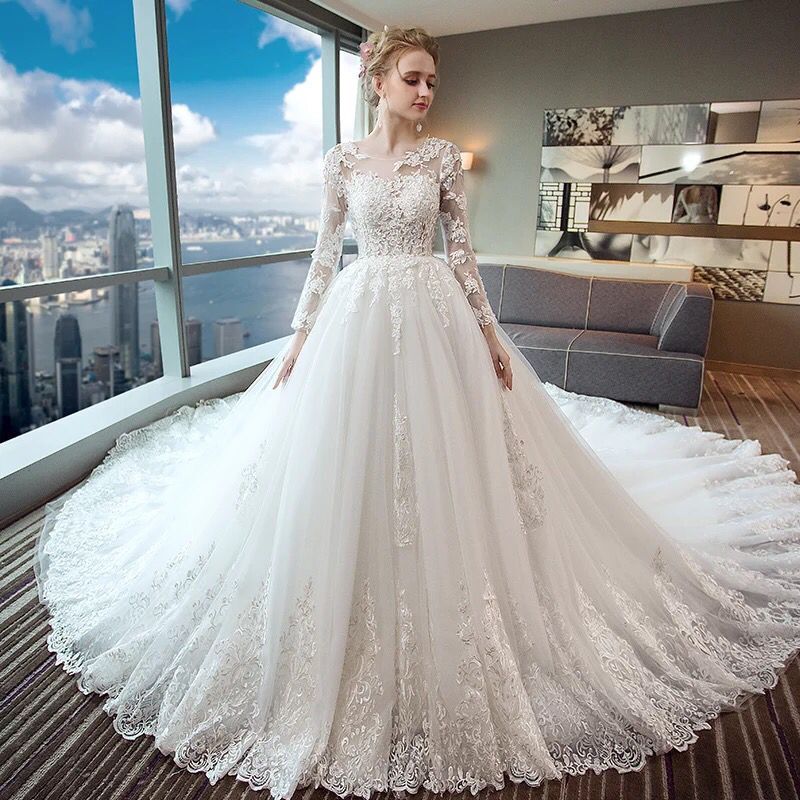 2021 winter long sleeve poet lace up sheer jewel bridal plus size 4XL US fashion empire ankle length/floor length wedding dresses, White
2021 winter long sleeve poet lace up sheer jewel bridal plus size 4XL US fashion empire ankle length/floor length wedding dresses, White