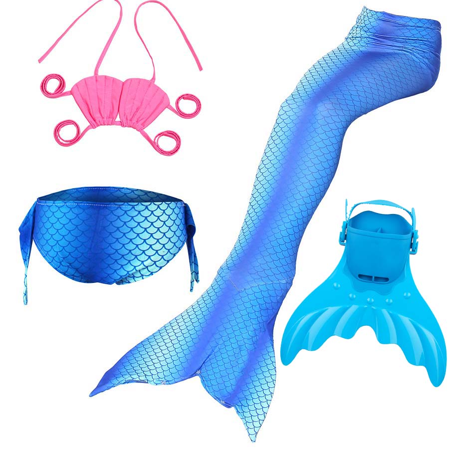 24 Colors 4pcs Set Children Baby Kids Swimming Mermaid Tail with Monofin Costume Cosplay Outfit Clothing for Girls Mermaid Tails Swimming