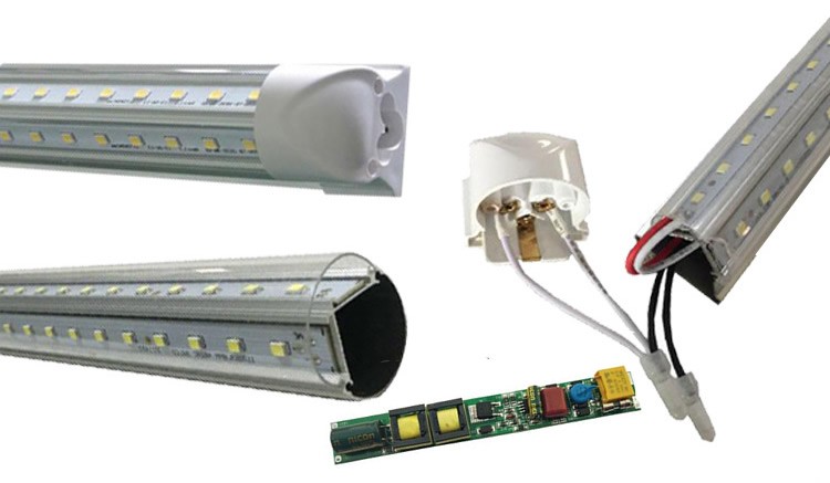 T8 LED Tube 4ft 5ft 6ft 8ft Integrate Cool Door Lighting V Shape LED Light Bar LED Fluorescent Light Rack 100LM/W AC85-265V