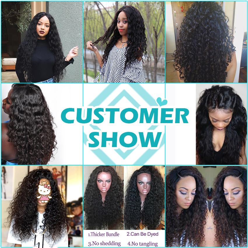 8A Brazilian Virgin Human Hair Weaves Bundles With Lace Closures Peruvian Indian Malaysian Cambodian Water Wave Wet And Wavy Natural Hair