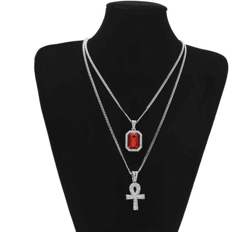 2018 NEW hip gem water drill key 2 necklace set sweater chain