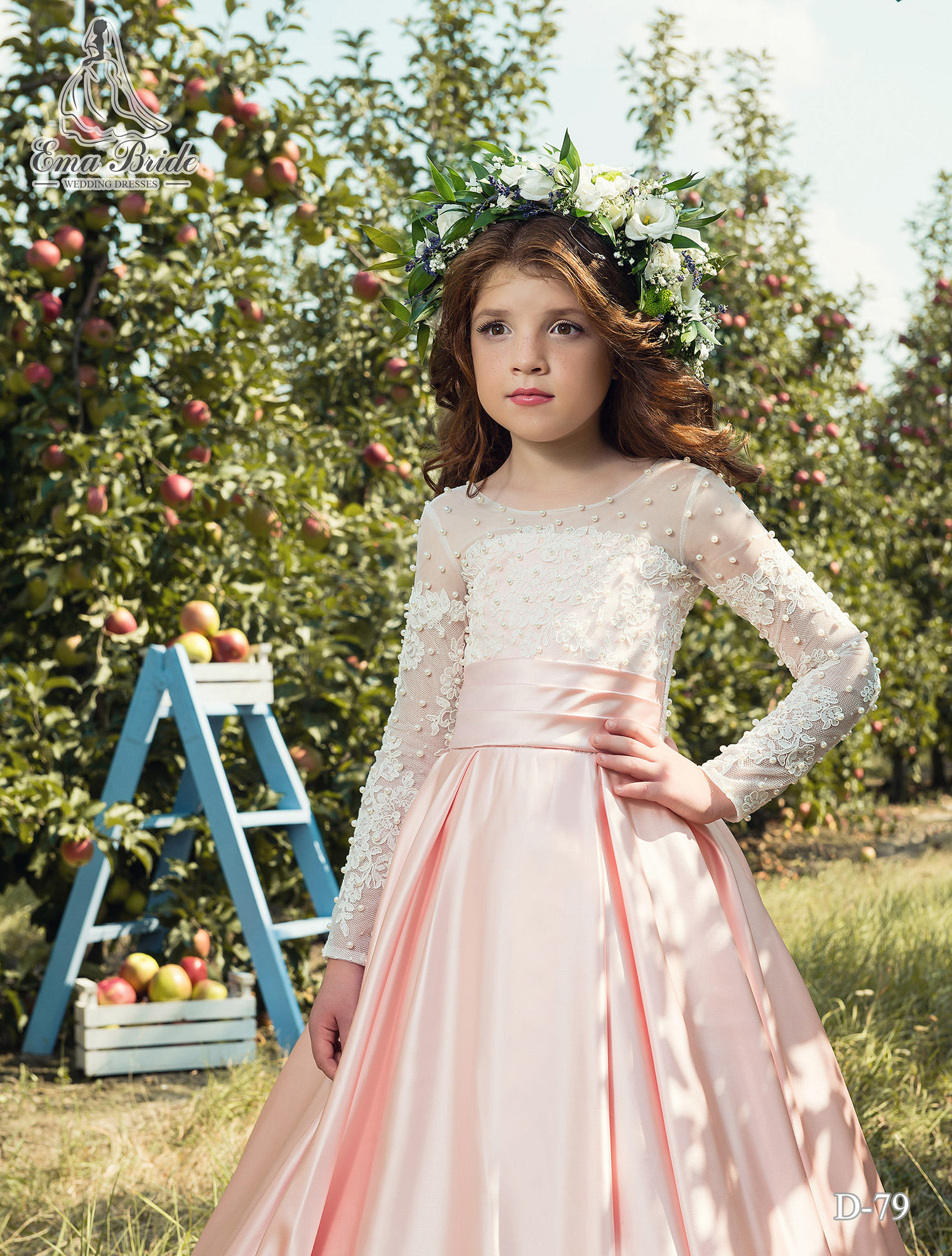 pearls lace arabic flower girl dresses satin long sleeves ball gown child wedding dresses vintage little girl pageant dresses fg16