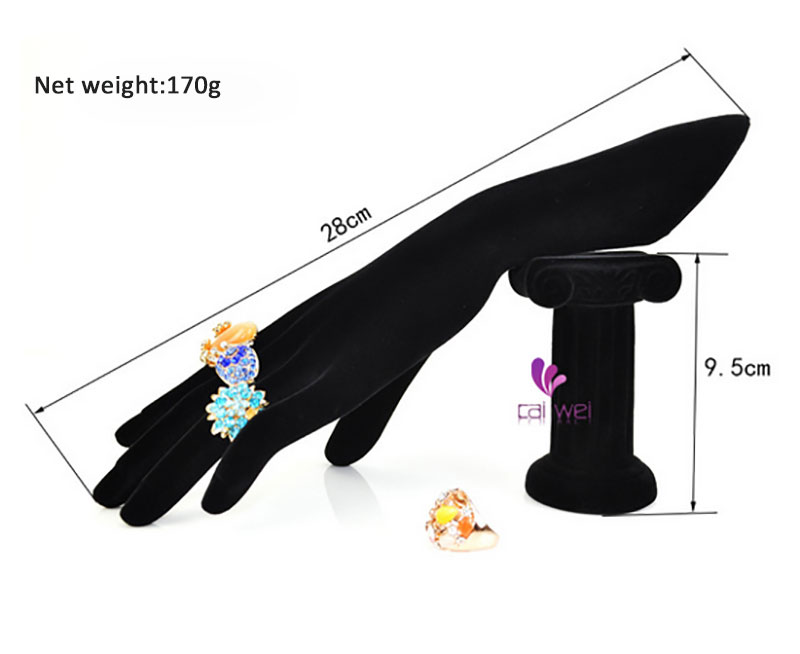Hand Shaped Ring Stand Bracelet Holder Bangle Rack Jewelry Display Rings Shelf Black Velvet Female Mannequin Hand4170653