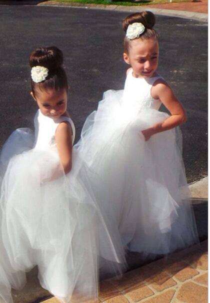 New Flower Girl Dresses V Back Ball Gown Communion Party Pageant Dress for Little Girls Kids/Children Dress for Wedding