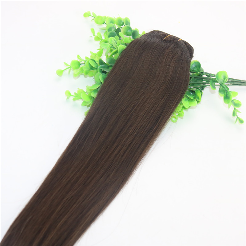 Clips Human Hair Extension 2# Dark Brown Straight Brazilian Human Hair 7PCS 120gram 12INCH 20INCH 26INCH