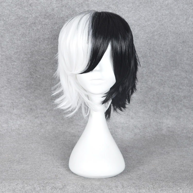 Black Jack Monokuma Anime Cosplay Wig 32cm Men's Full Hairpieces Toupees