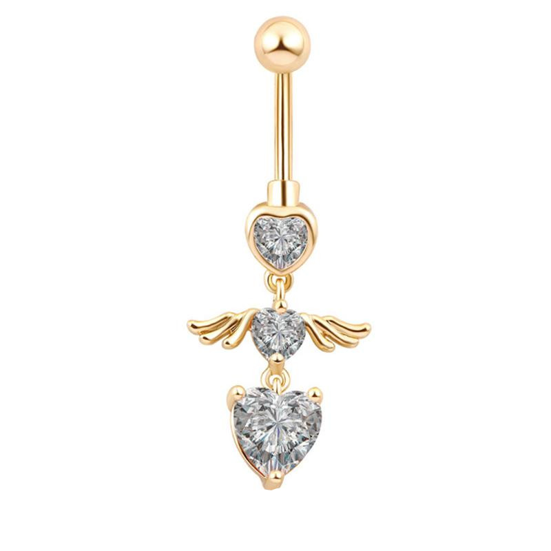 CZ Heart Angle Belly Ring Dangle Bell Button Rings Rrystal Navel Rings for Women Belly Piercing Ring, Silver
CZ Heart Angle Belly Ring Dangle Bell Button Rings Rrystal Navel Rings for Women Belly Piercing Ring, Silver
