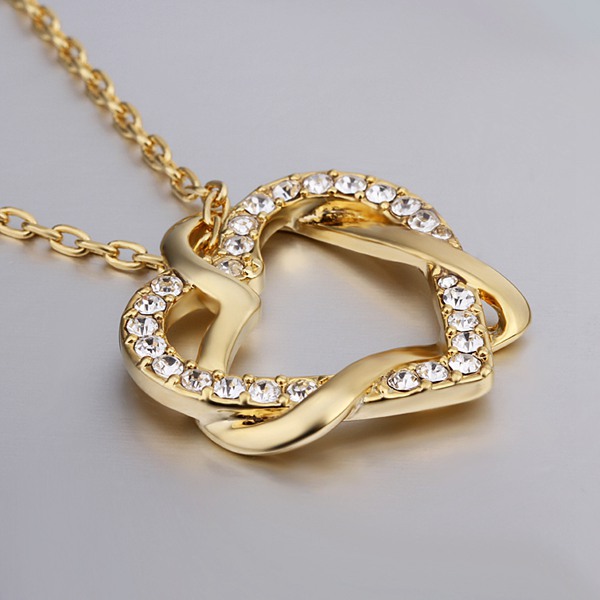 Free shipping Heart white crystal 18K gold Necklaces for women,Brand new yellow gold gem pendant Necklaces include chains SGN586