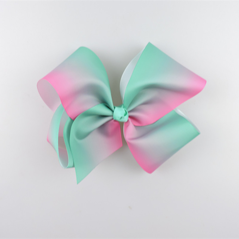 20pcs 18cm Pastel flora ombre ribbon hair bows Alligator clips Rainbow Striped Dance Cheerleader Pageant hair bobbles Accessories HD3476