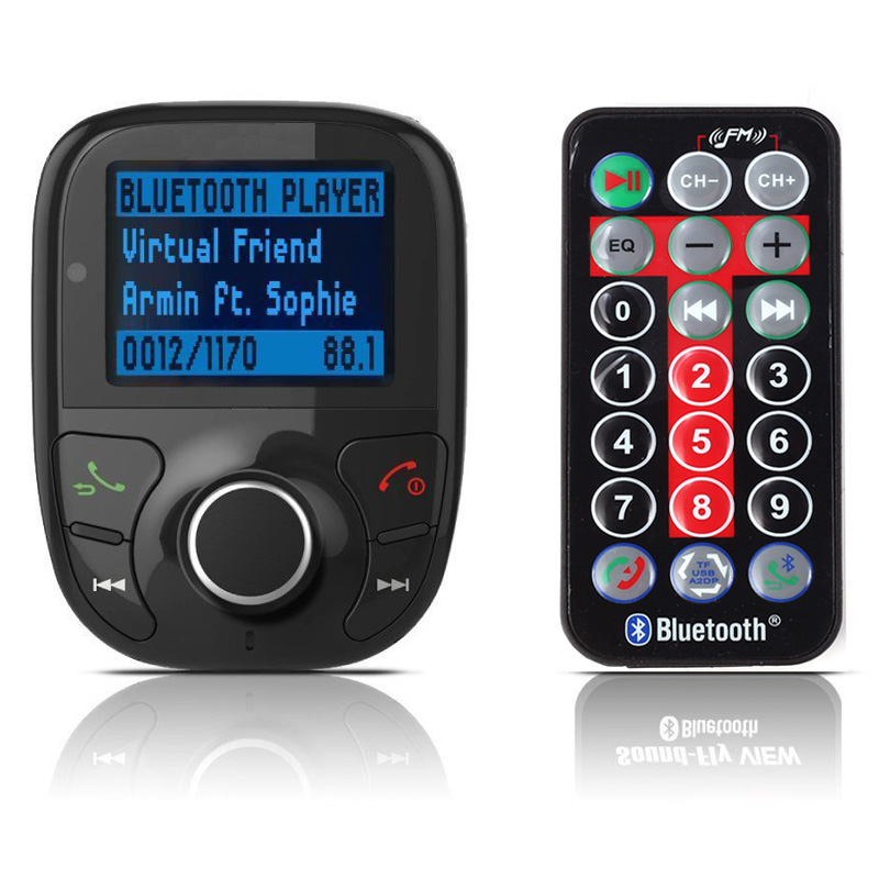 Wireless Bluetooth FM Transmitter with Remote and USB Charger  Multifunctional Car Audio Device Including LCD Display