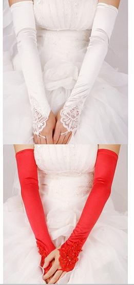 Fingerless Long Bridal Gloves 2017 New Wedding Gloves with Lace Appliqued for Wedding Dress Elegant White/Ivory/Black Wedding Accessories