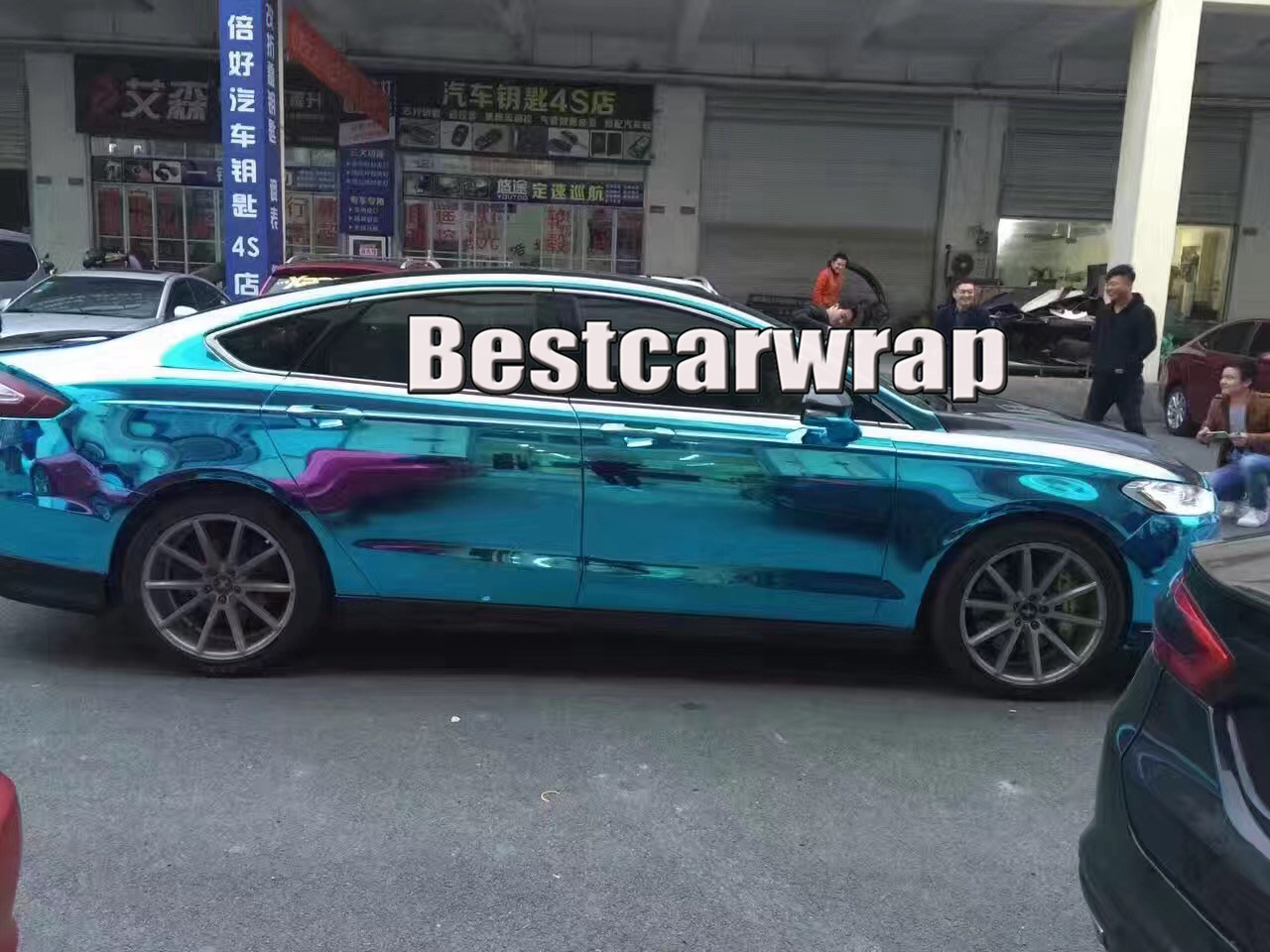 Light Blue stretchable Chrome Vinyl Wrap With Air bubble Free flexible Mirror Chrome For Car styling size:1.52x20m/Roll 5x66ft