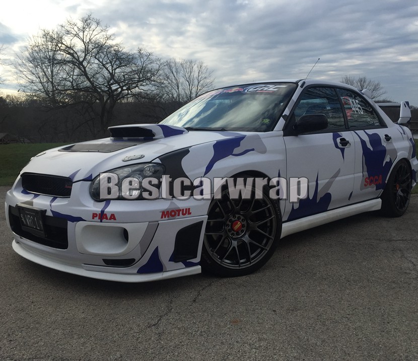 Ubran Large Blue Camo Car Wrap Vinyl With Air Rlease Gloss/ Matt Arctic Camouflage covering graphics Printed STYLING size 1.52X30M ROLL