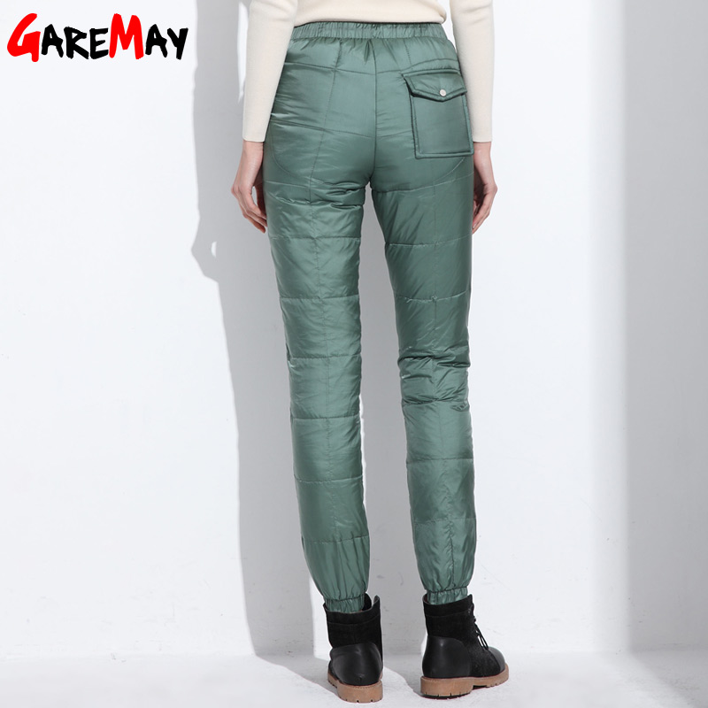 2017 Winter down pants women casual outwear elastic waist work wear women's fashion snow plus size thicken female trousers warm q171135