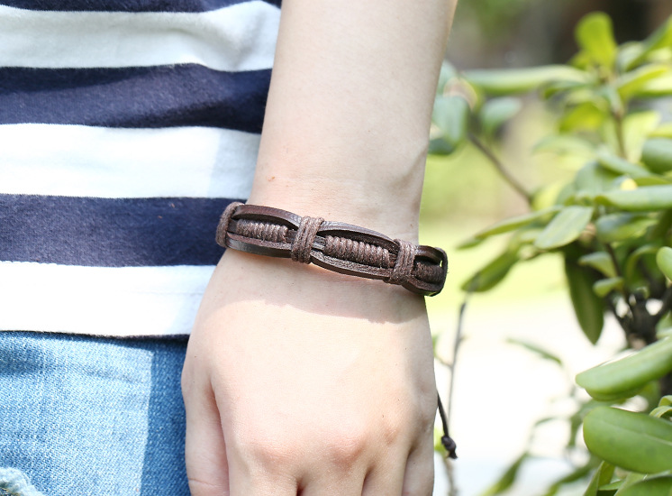 Brand new Leather braided cowhide bracelet selling black and brown color FB471 mix order 20 pieces a lot Slap & Snap Bracelets