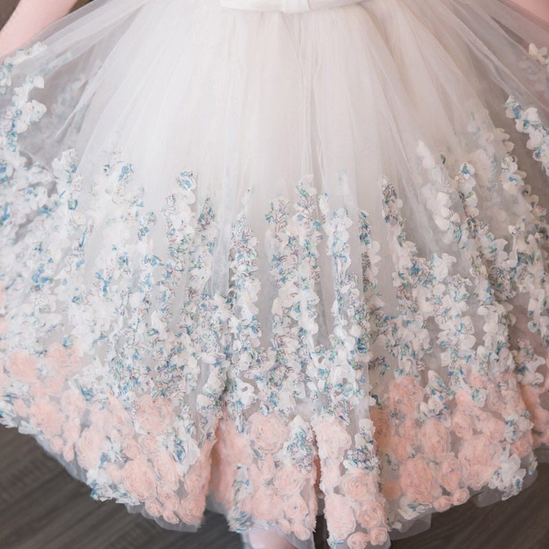 Top Quality Elegant Appliques Lace Girls Wedding Dress flower Girl Dress Girls Birthday Prom Formal First Communion Gown Baby Baptism Dress