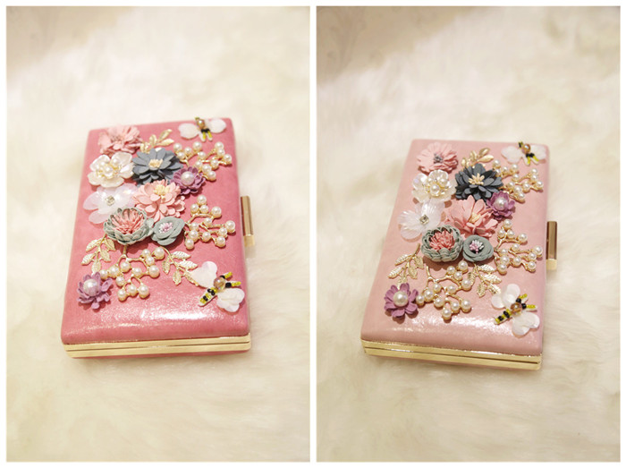 Fashion Pearls Bridal Hand Bags With Flowers Dragonfly Clutches For Wedding Jewelry Prom Evening Party Bag 20CM*15CM