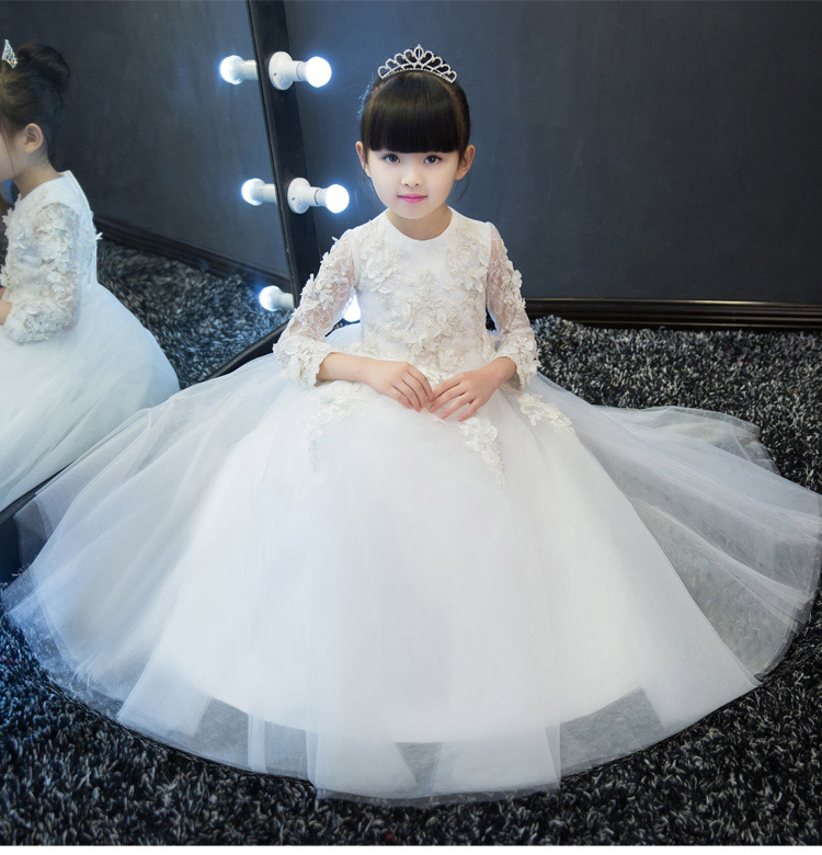 New Arrival Pink Tulle Exquisite Lace Flower Girl Dress Ankle Length Baptism Party Prom Princess dress Girls Wedding Birthday Gown