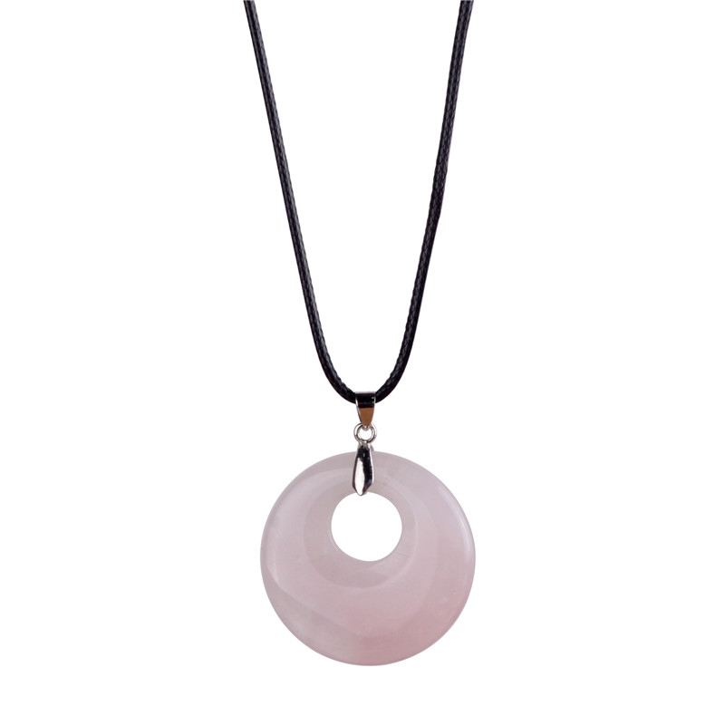 Fashion Natural Turquoise Pendant Necklace Tiger Eye Rose Quartz Crystals Leather Chains Necklace Jewelry Christmas present