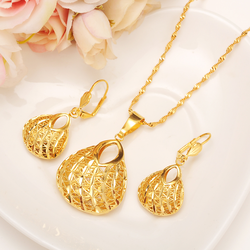 Fashion Bag Pendant Earring Set Women Party Gift Real 24k Yellow Fine Solid Gold Filled Necklace Earrings Jewelry Sets, Golden
Fashion Bag Pendant Earring Set Women Party Gift Real 24k Yellow Fine Solid Gold Filled Necklace Earrings Jewelry Sets, Golden