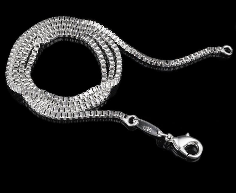 Man woman Necklace 925 sterling Silver 2MM Box Chain Necklace 16inch/18inch/20inch/22inch/24inch for Pendants