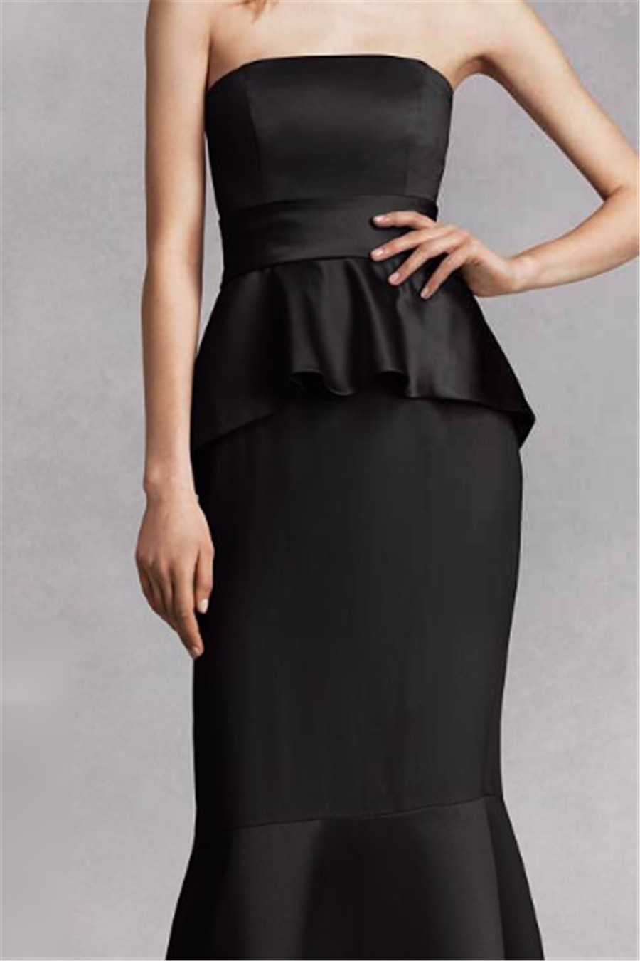 and Matte Crepe Peplum Mermaid Bridesmaid with Satin Sash VW360134 Wedding Party Evening Dress Formal Dresses