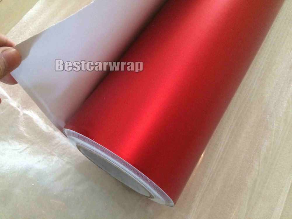 ICE Red Matte Chrome Vinyl For Car Wrap with Air Bubble Free satin red Vehicle Wrap covering size 1.52x20m 5x67ft Roll