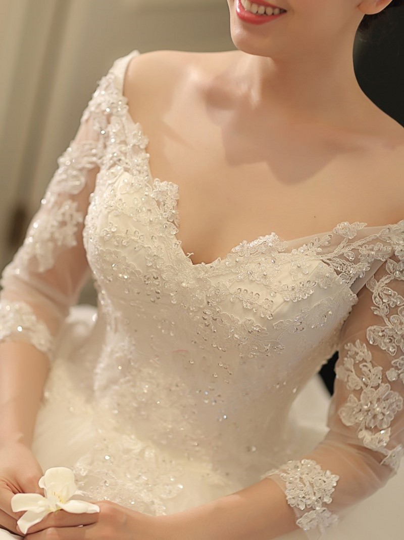 Long Sleeves Wedding Dresses Plus Size Modest Appliques Off The Shoulder Bridal Formal Gowns robe de mariage Vestido De Noiva