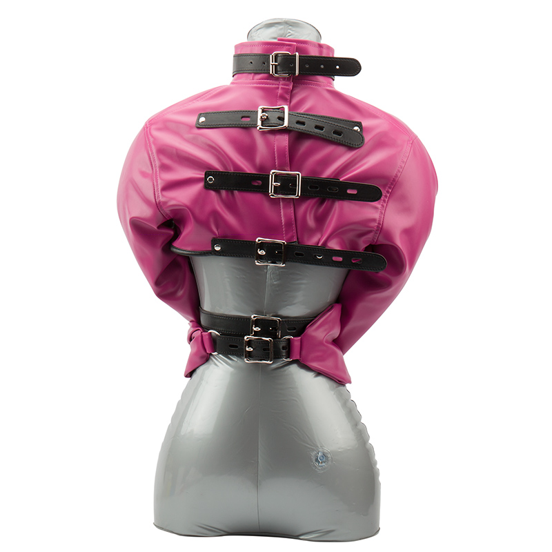 Fetish Erotic PU Leather Strait Jacket, Open Breast Straitjacket Bondage Restraints Harness Adult Games Sex Toys for Couples 0701