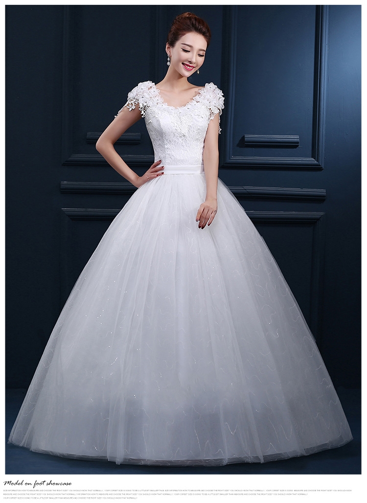 Cheap Lace Ivory Wedding Dresses Under 100 In Stock V Neck Floor Length Beaded Lace Up Cap Sleeve Backless Applique Bridal Gowns