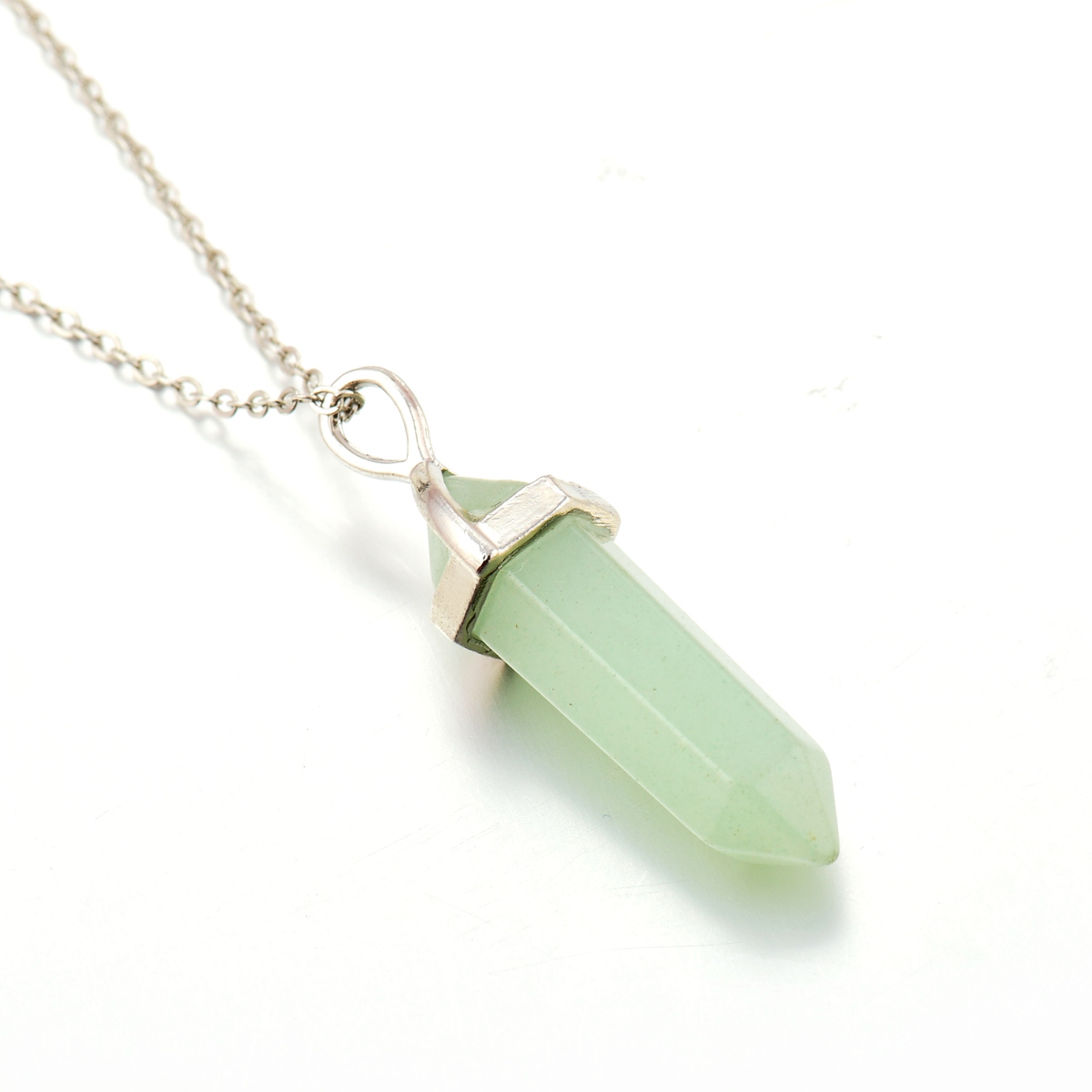 Natural Stone Bullet Shape Pendant Necklaces Chains Hexagonal Prism Chakra Reiki Crystal Jewelry for women men