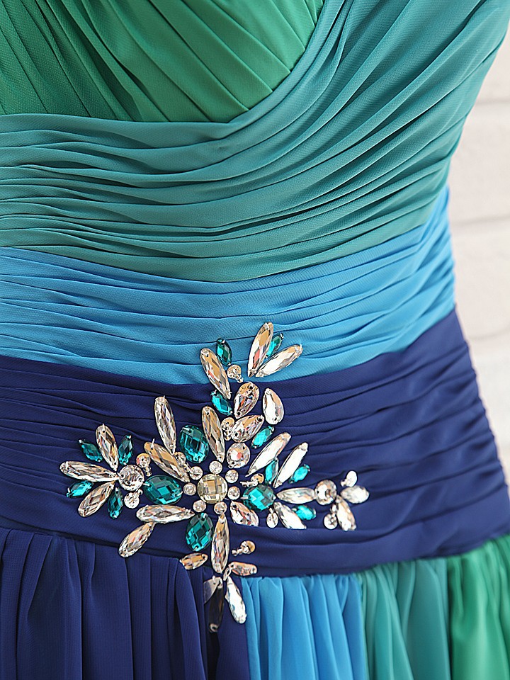 Robe de soiree Peacock Sweetheart Evening Dresses 2017 Chiffon Blue vestido de festa Long Bandage Prom Party Dresses Real Photos