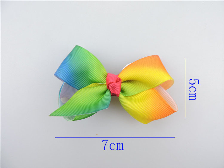 50pcs Xmas Romantic jojo 7cm Pastel flora ombre Rainbow ribbon hair bows Alligator clips baby girl Dance hair bobbles Accessories HD3479