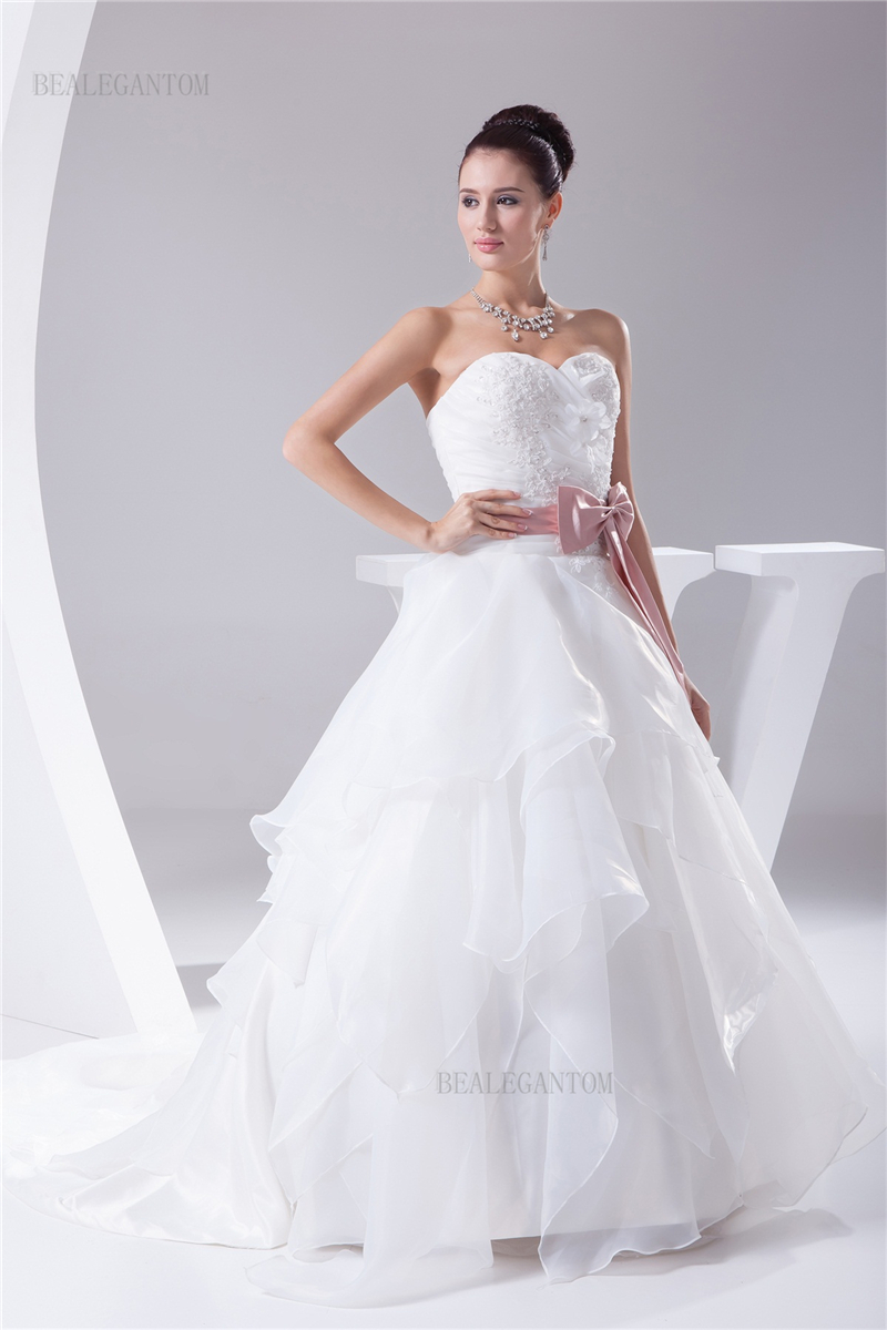 real photo sweetheart lace ball gown wedding dresses organza appliques beaded cheap lace up plus size bridal gowns bm47