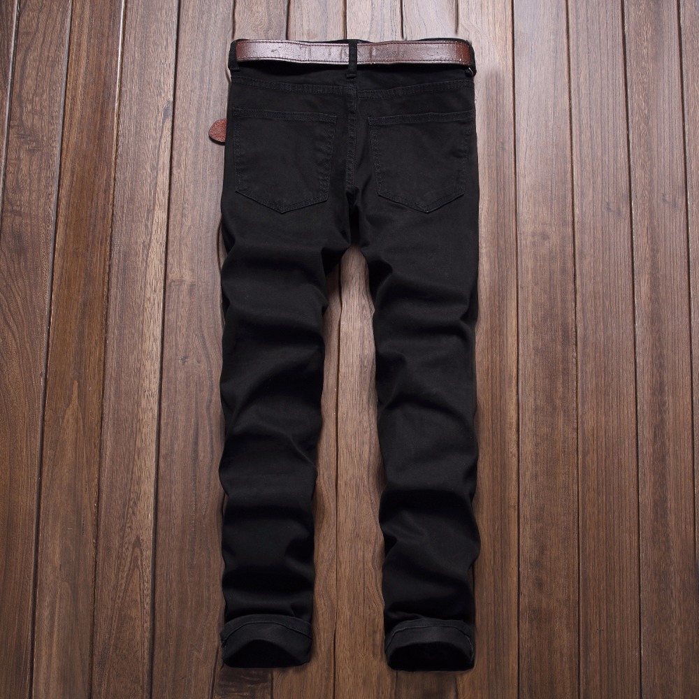 Wholesale-The new Europeans fashion locomotive straight jeans size big slim loose long trousers men's cotton straight jeans bikker jeans