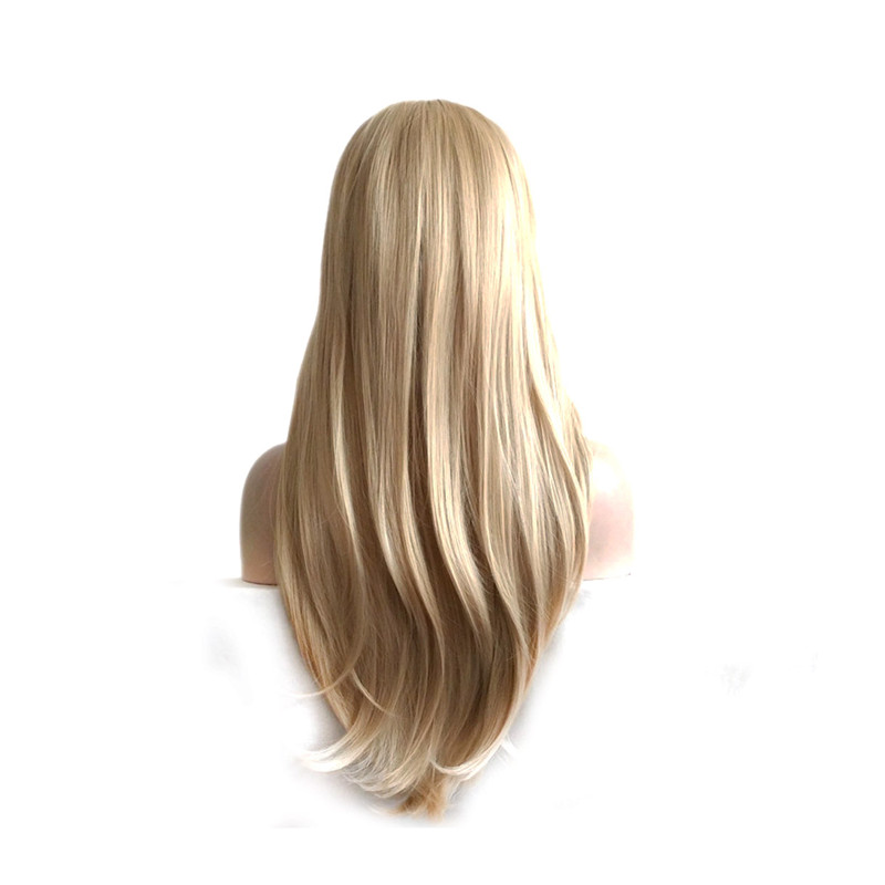 WoodFestival Female Synthetic Wig With Bangs Cosplay Wavy Long Hair Wigs For Women Blonde Black Dark Brown Burgundy 28Inches