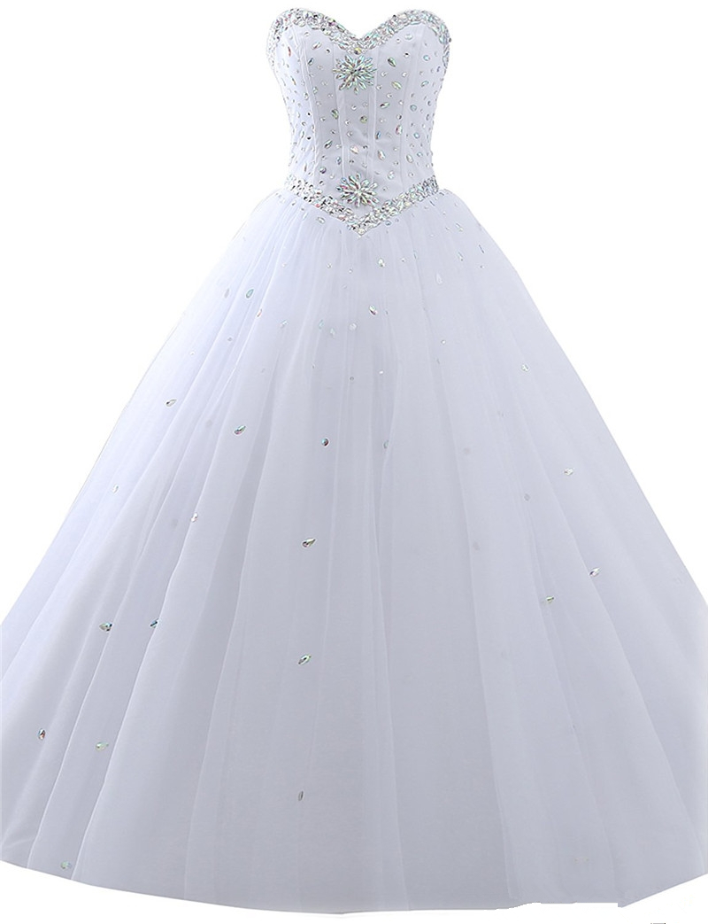 2021 Sexy Tulle Ball Gown Quinceanera Dresses with Beaded Crystals Sweet 16 Gowns Lace Up Floor Length Vestido De Festa BM77