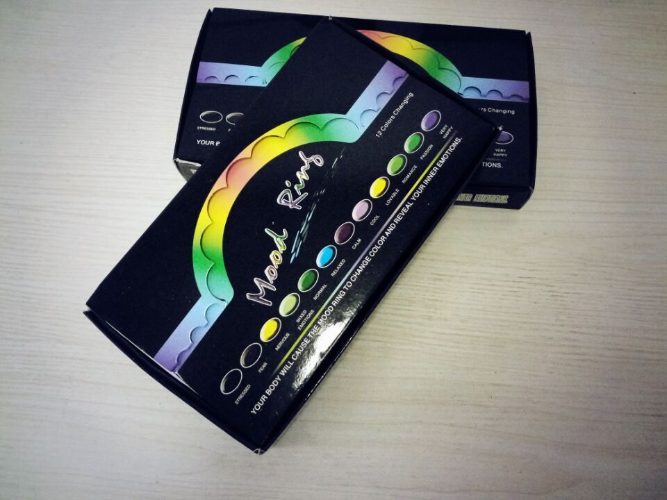 100pcs mixed size 4mm 16 17 18 19 20 fashion mood ring changing colors stainless steel rings with box